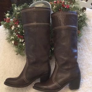 Genuine Frye tall Jane 14 stitch dark brown.